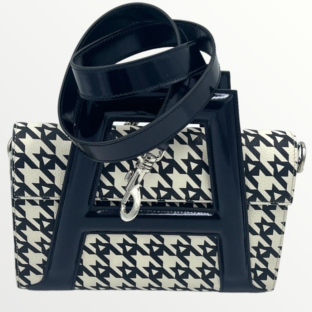 Area NYC Leather Houndstooth‎ Top Handle Bag